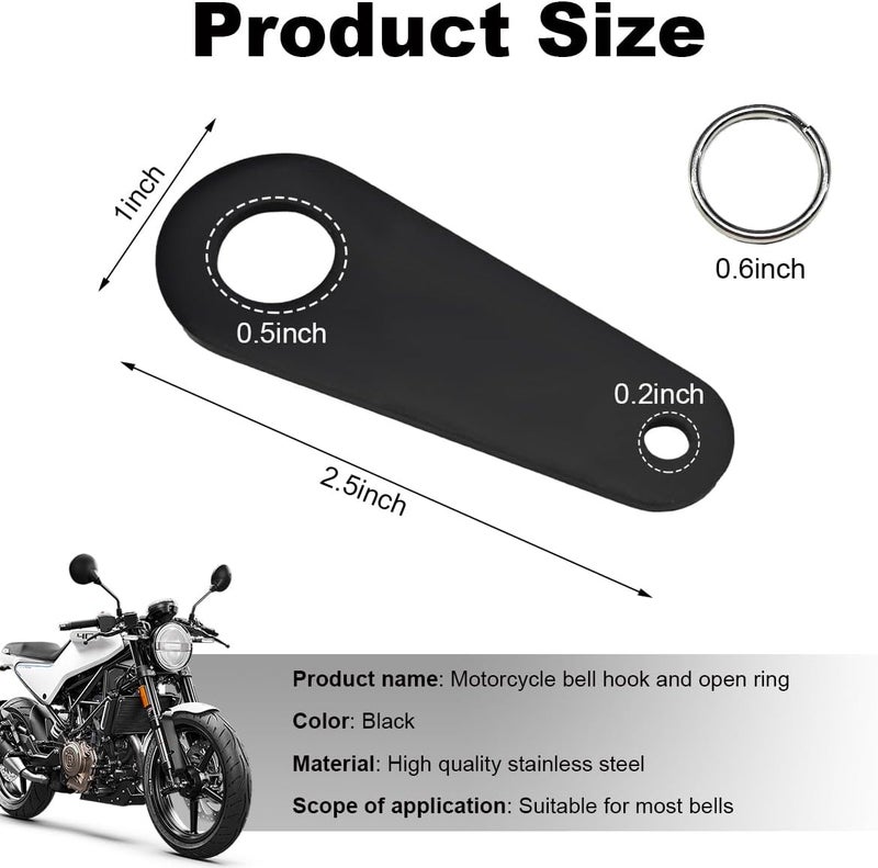KVAEY Motorcycle Bell Hanger, Good Luck Riding Motor Hanger with Split Ring, Metal Biker Bell Hanger Fits for Most Bells (Black, Style B) - Image 2